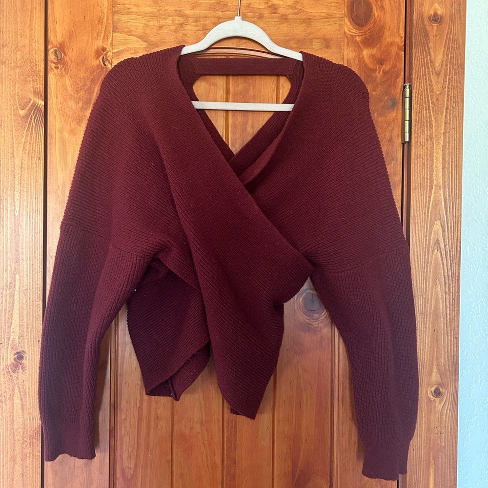 Elegant Burgundy Off-the-Shoulder Sweater
